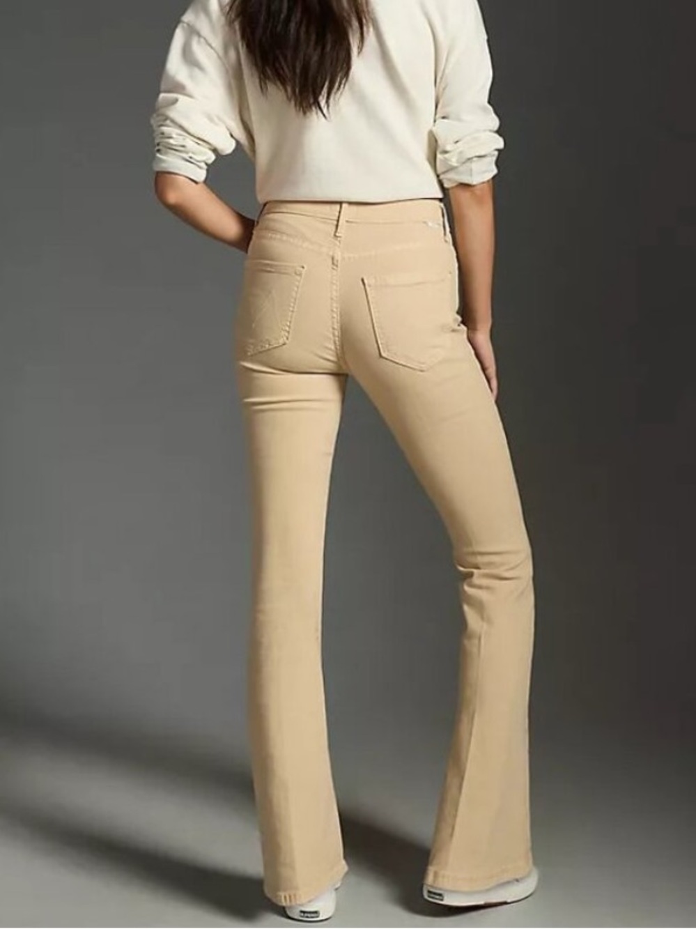 MOTHER The Weekender Flare Jeans in Chalk It Up Marzipan Sz 27 Closet Staple - Picture 2 of 16